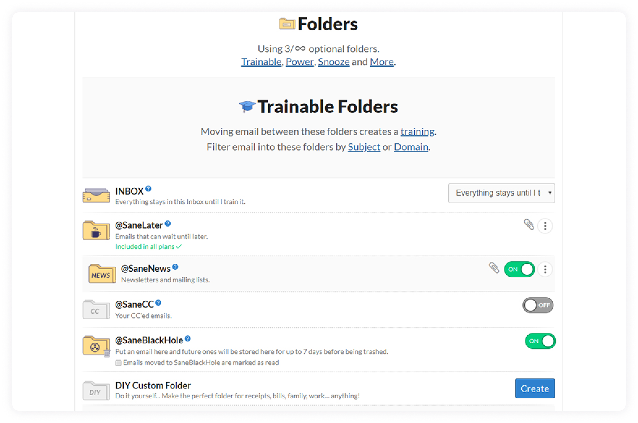 SaneBox declutters your inbox by organizing emails with smart folders