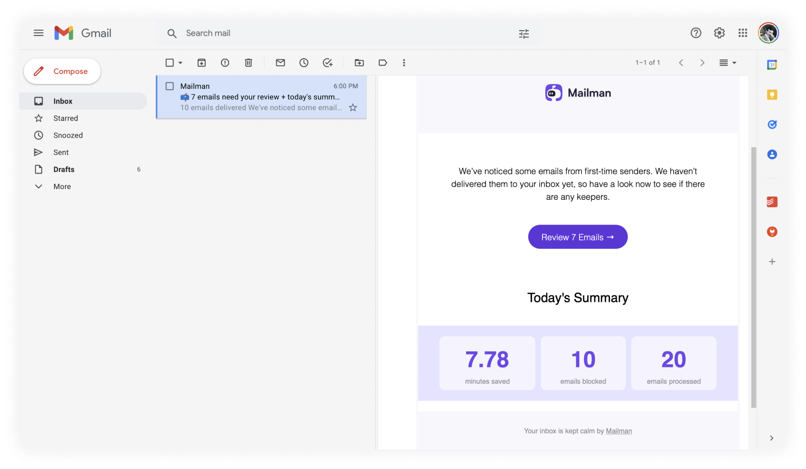 Mailman is the simplest way to end email overload