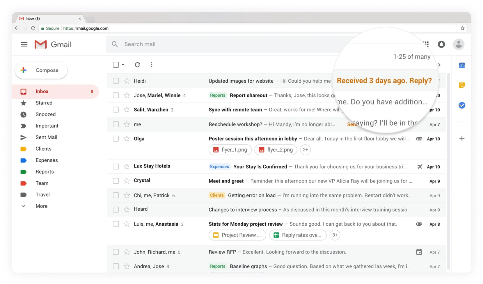 Gmail offers a few SaneBox features